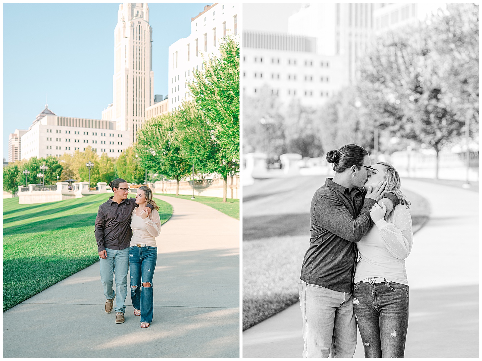 Scioto Mile Columbus Ohio Engagement Session | Heather J Photography | Ohio Engagement Photographer