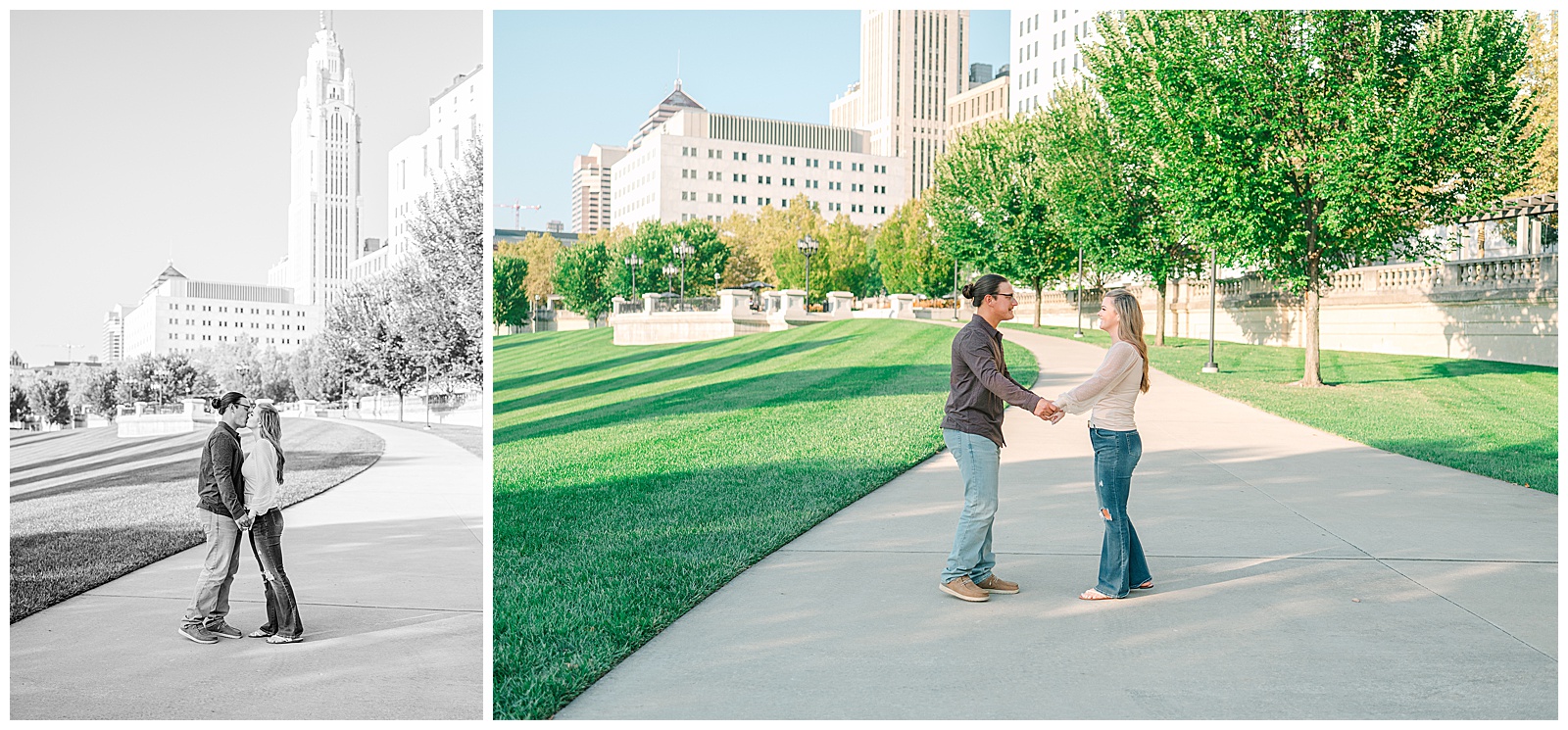 Scioto Mile Columbus Ohio Engagement Session | Heather J Photography | Ohio Engagement Photographer