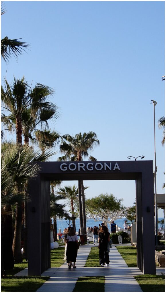 Entrance to the Gorgona Beach Bar & Restaurant in Crete, Greece