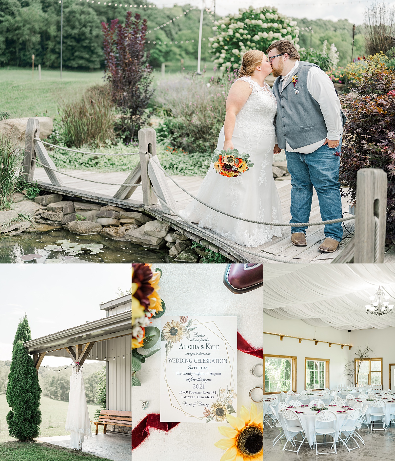 Sunflower inspired wedding at Secluded Cabins in Lakeville OH