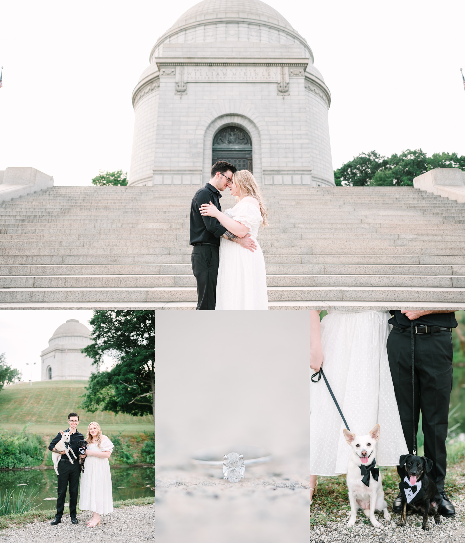 Classy Black and White Engagement Session at McKinley Monument in Canton Ohio