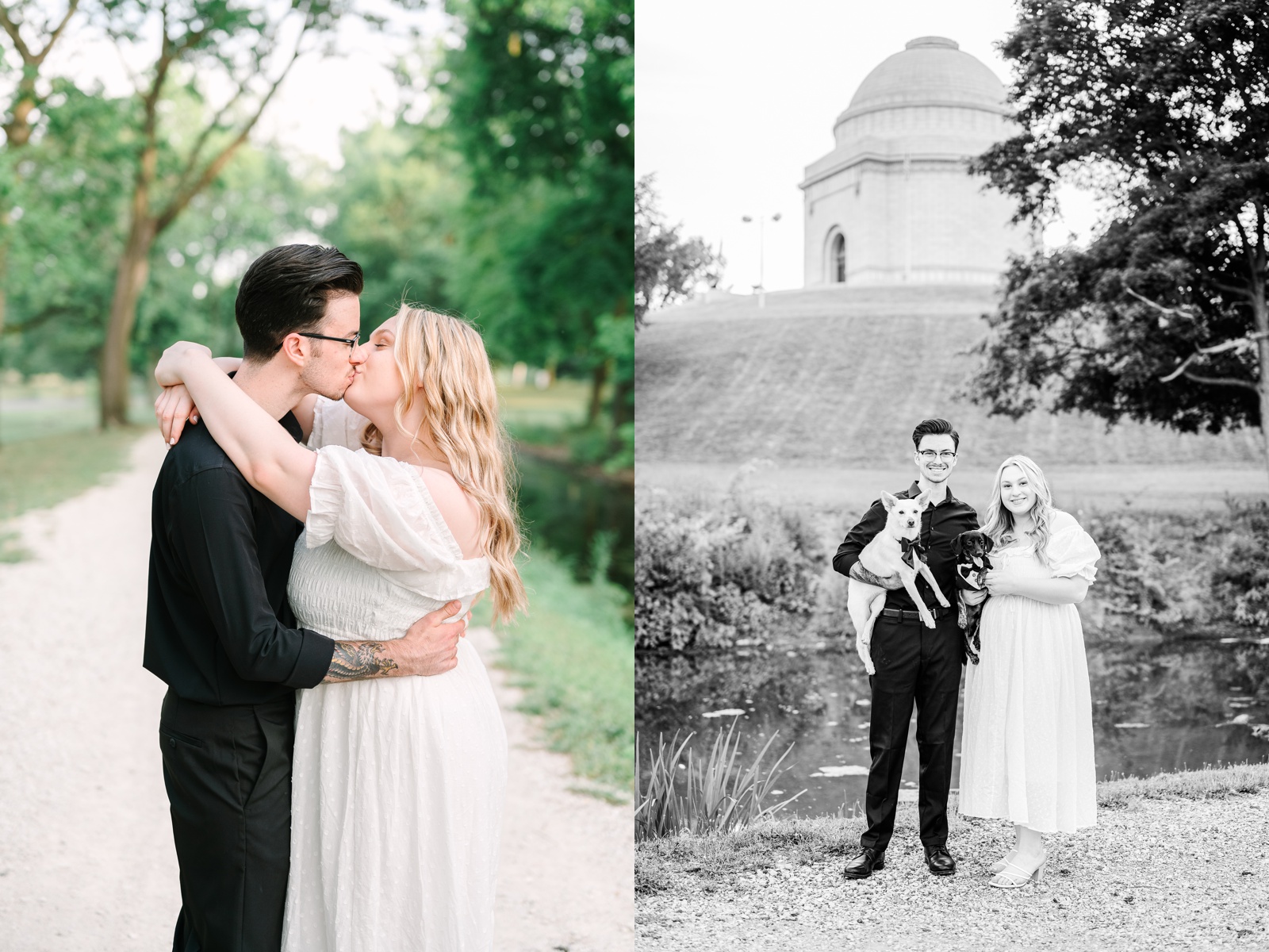 Classy Black and White Engagement Session at McKinley Monument in Canton Ohio
