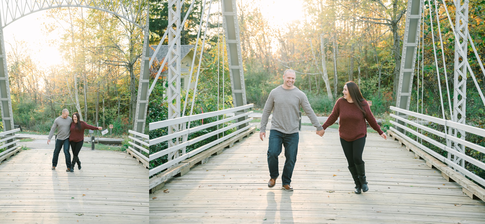 Fall Engagement Session at Station Road Bridge in Brecksville Ohio